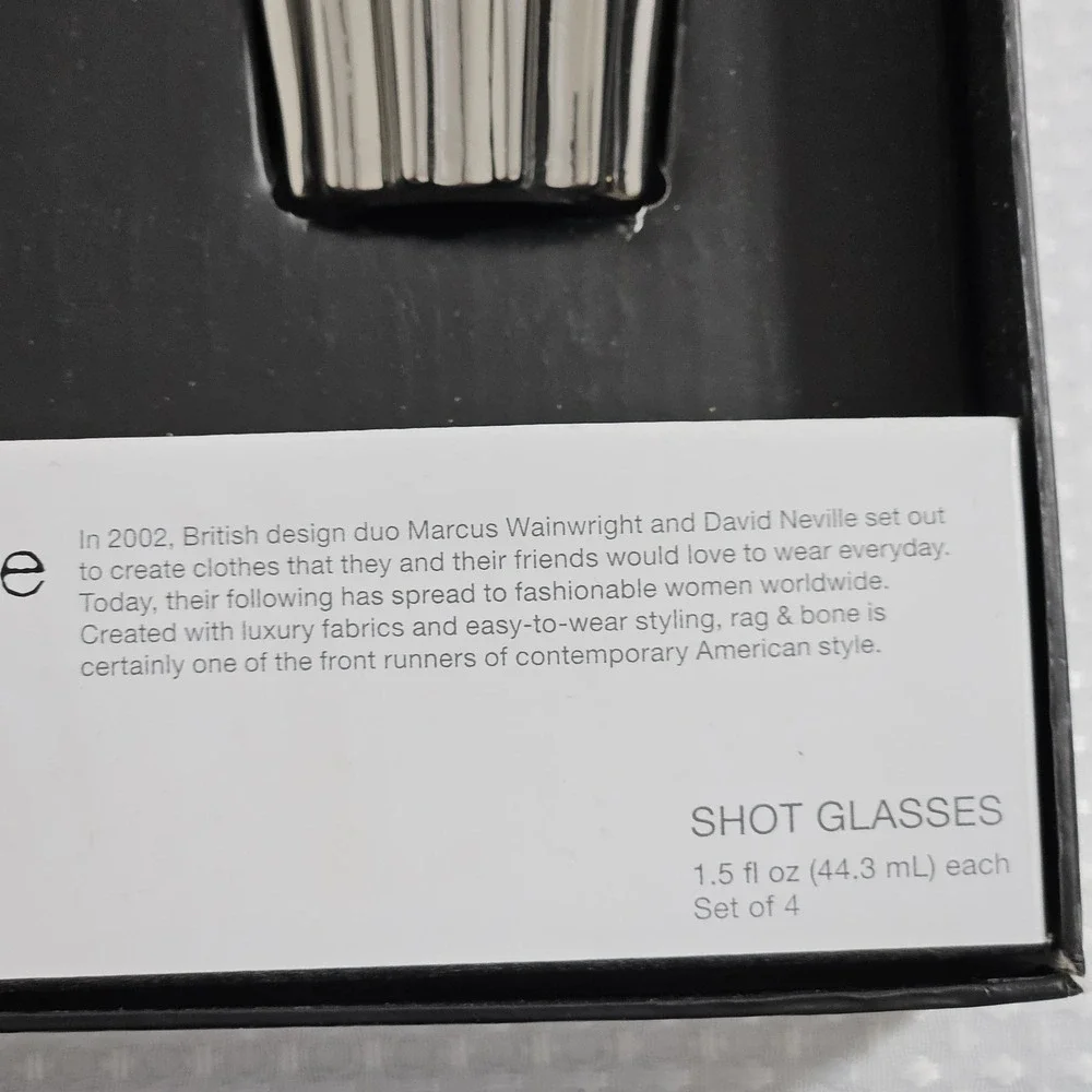 RAG & BONE NEW YORK‎ SET OF 4 SHOT GLASSES 1.5oz